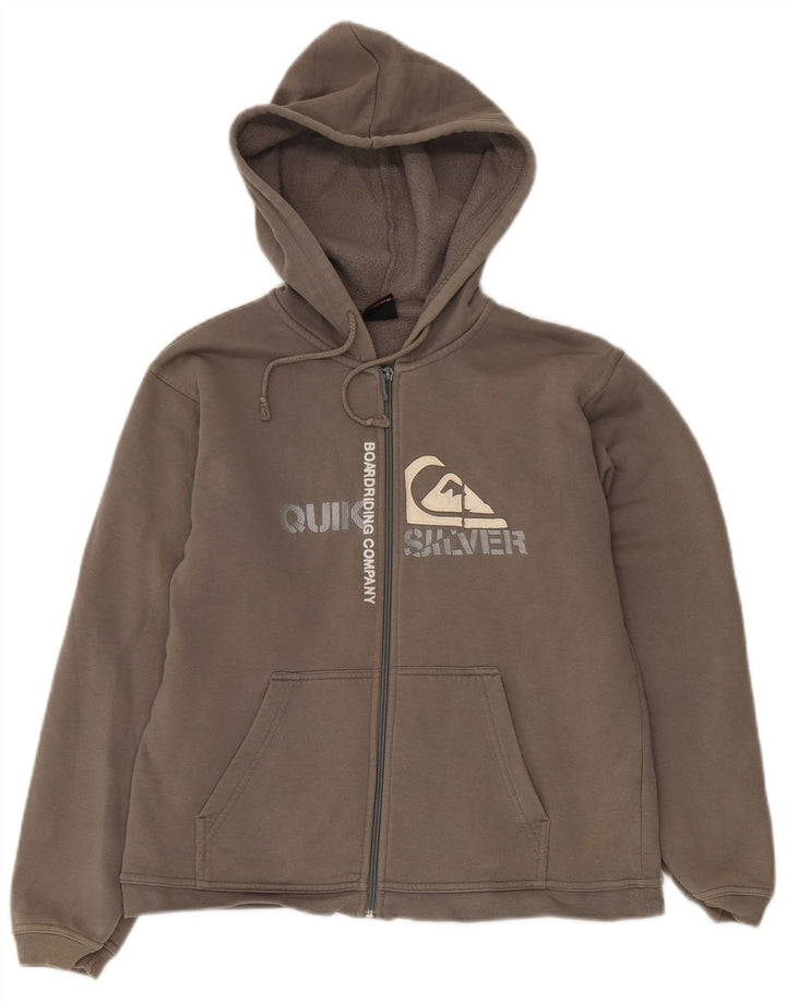 QUIKSILVER Pull à capuche zippé graphique pour femme UK 14 Grand coton gris