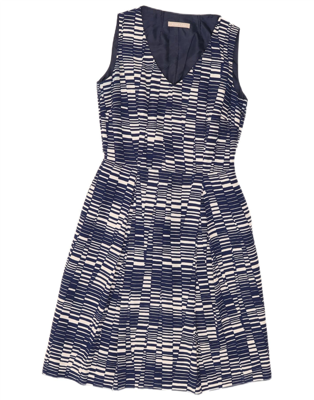 Stefanel Robe fourreau sans manches pour femme EU 38 Bleu marine moyen géométrique
