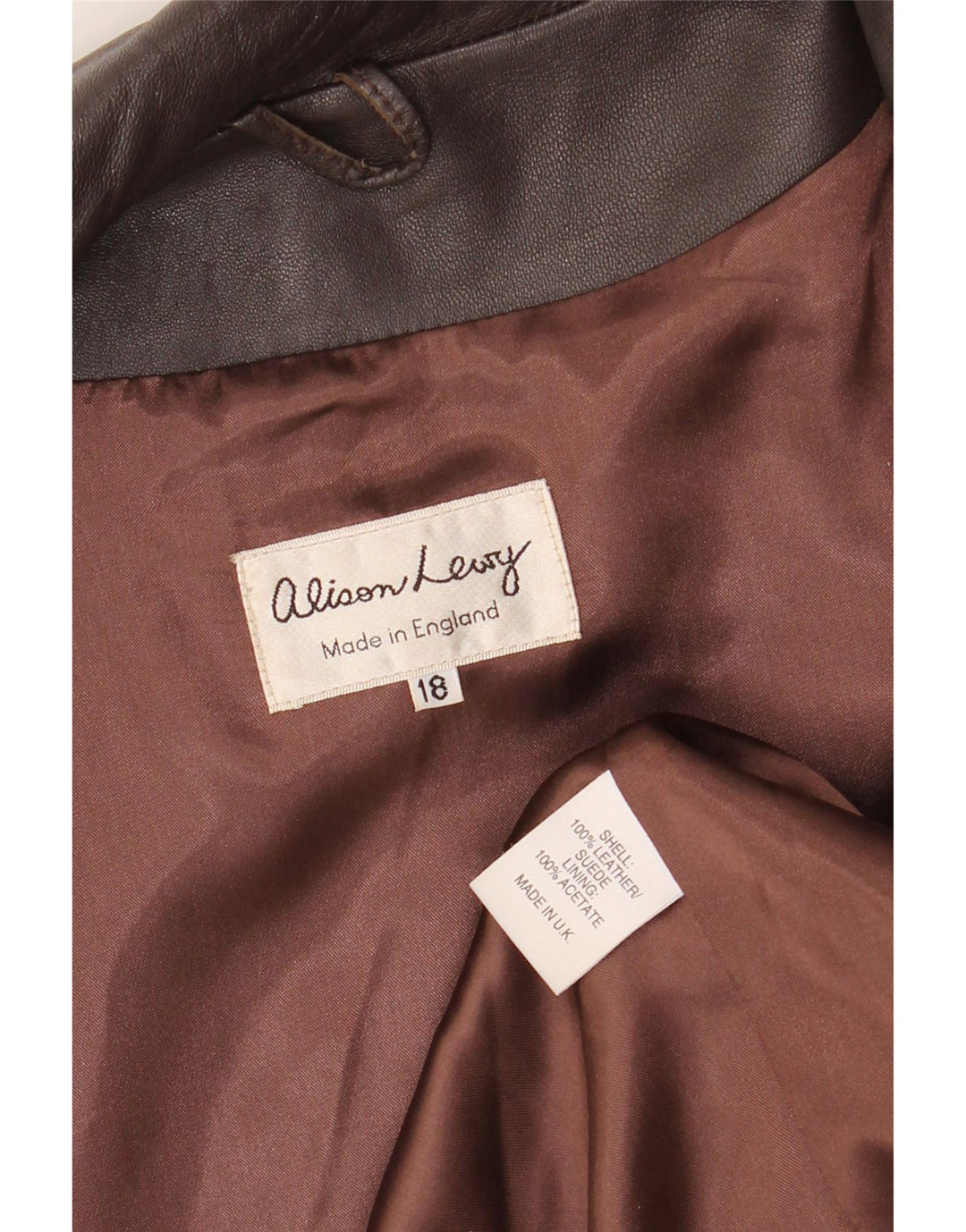 vintage Femme 3 Boutons Veste Blazer En Cuir UK 18 XL Cuir Marron