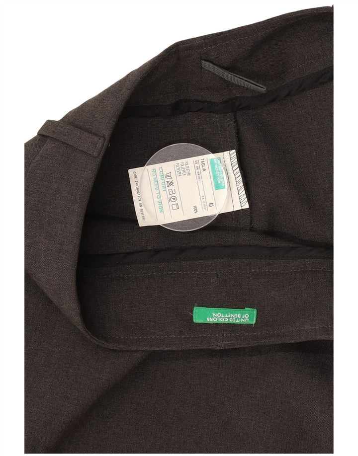 Benetton Jupe Droite Midi Femme IT 40 Small W26 Gris Polyester