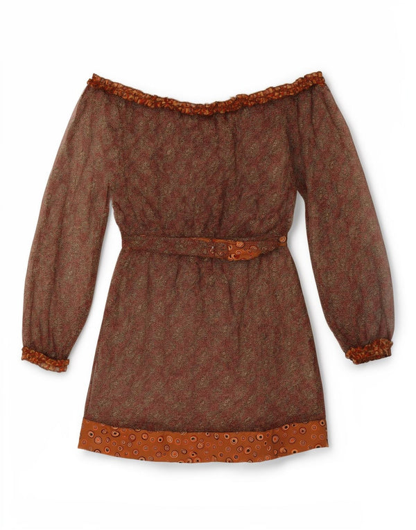 Liu Jo Robe à épaules dénudées pour femme UK 44 Marron moyen Bohème
