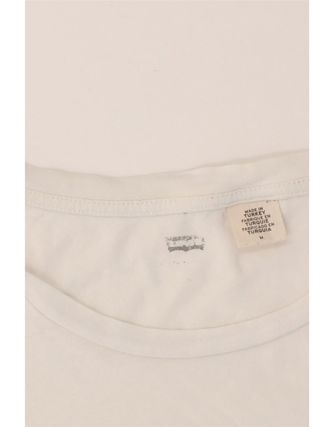 LEVI'S Womens Graphic T-Shirt Top UK 12 Medium Off White Cotton Vintage Levi's and Second-Hand Levi's from Messina Hembry 
