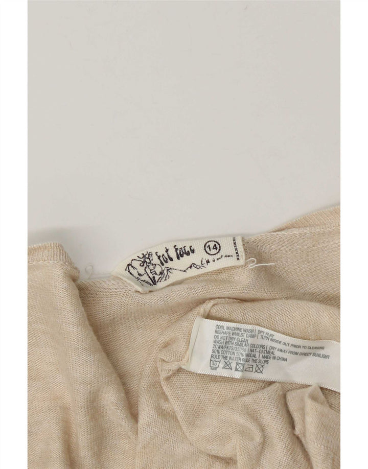 Fat Face Cardigan ouvert long pour femme UK 14 Beige moyen moucheté