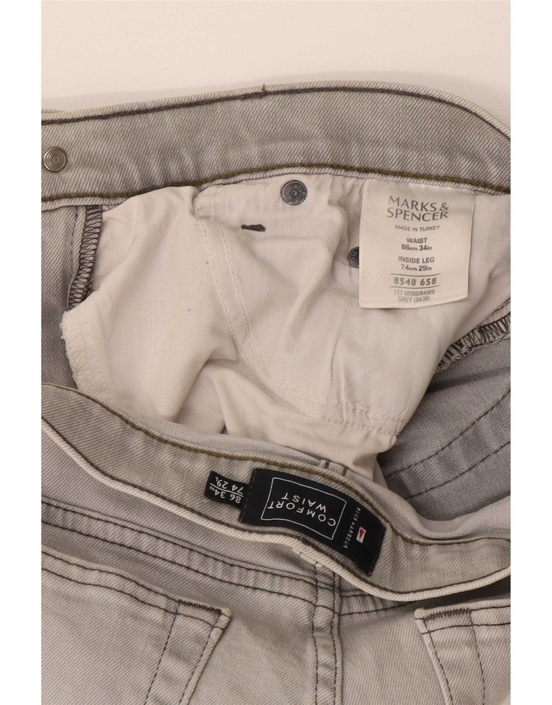 Marks & Spencer Jean droit Blue Harbor homme W34 L29 coton gris