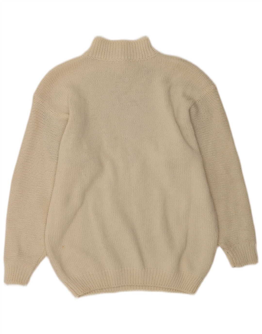 vintage Femmes Bouton Cou Jumper Pull UK 16 Grand Blanc Cassé