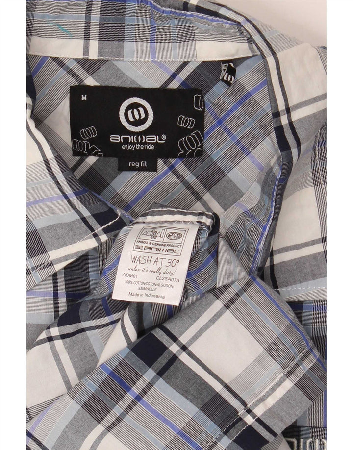 Chemise à Manches Courtes Homme Animal Coton à Carreaux Bleu Moyen