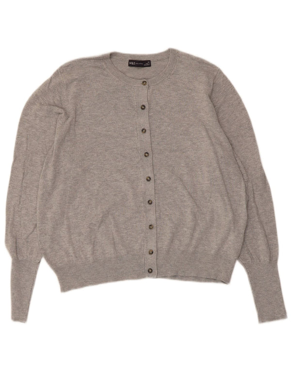 Marks & Spencer Cardigan court pour femme UK 20 2XL Gris Viscose