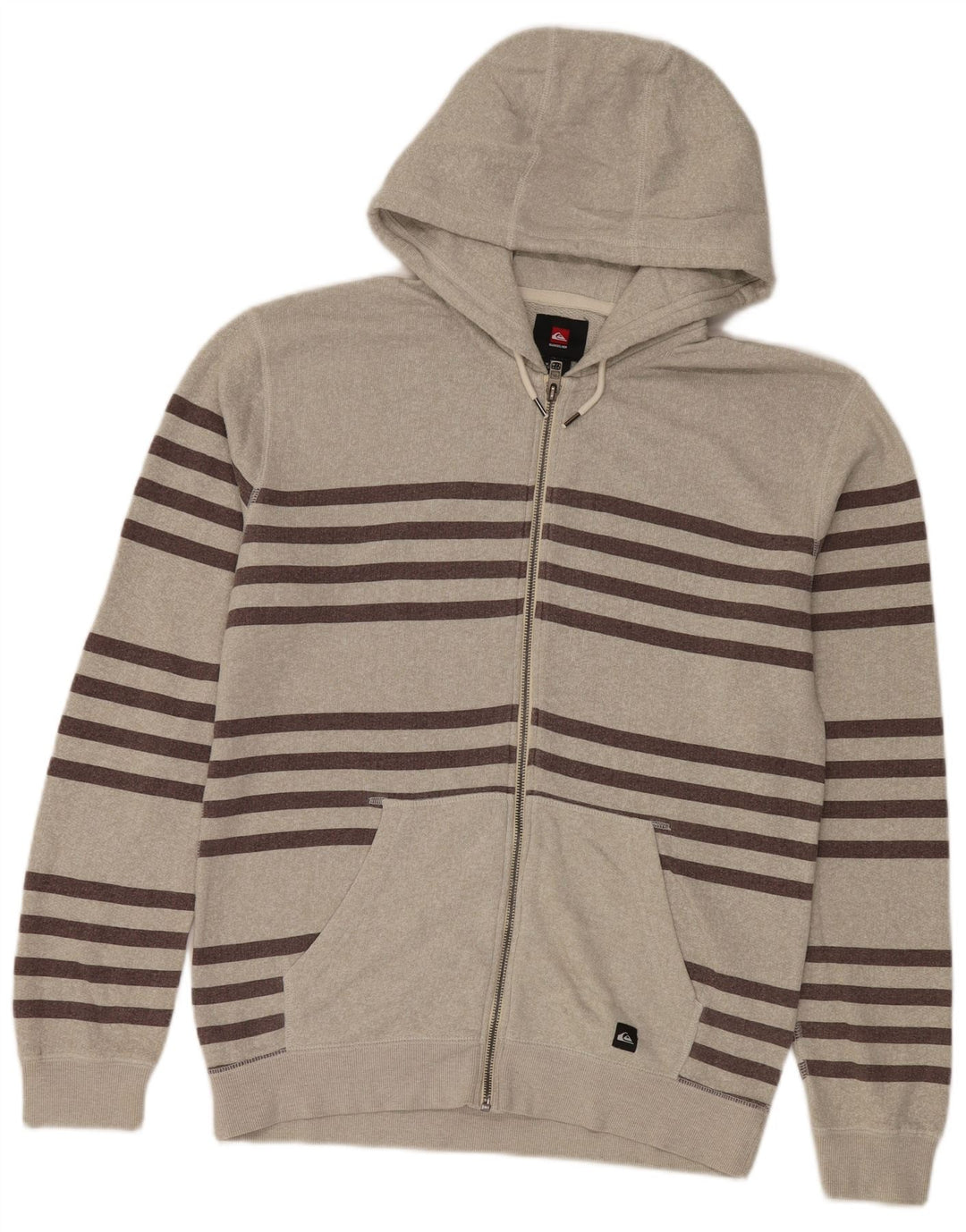 Quiksilver Pull à capuche zippé pour homme en coton rayé gris moyen