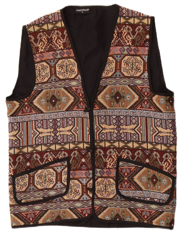 gilet homme vintage XL Marron Géométrique