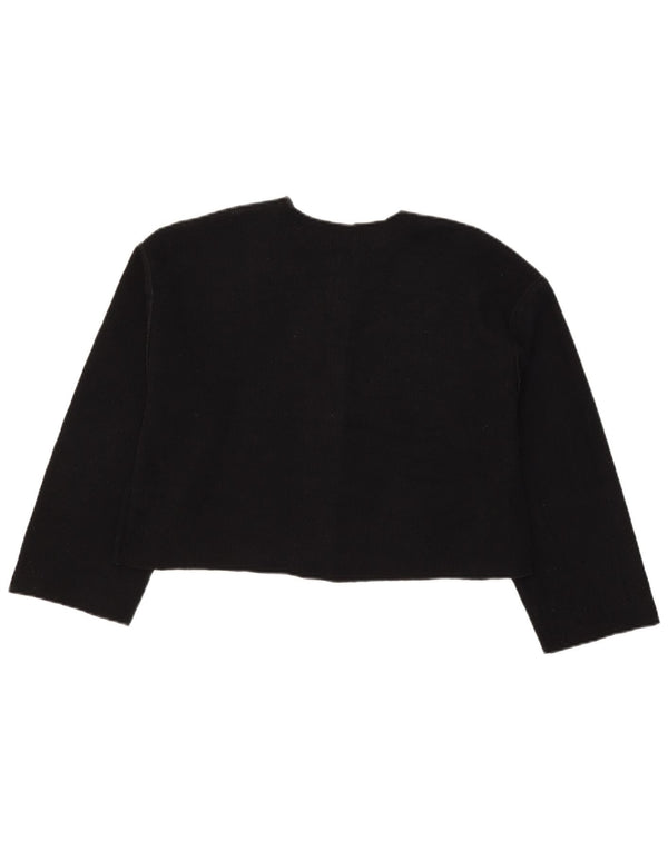 Zara Womens Crop Cardigan Pull UK 12 Moyen Noir Polyester