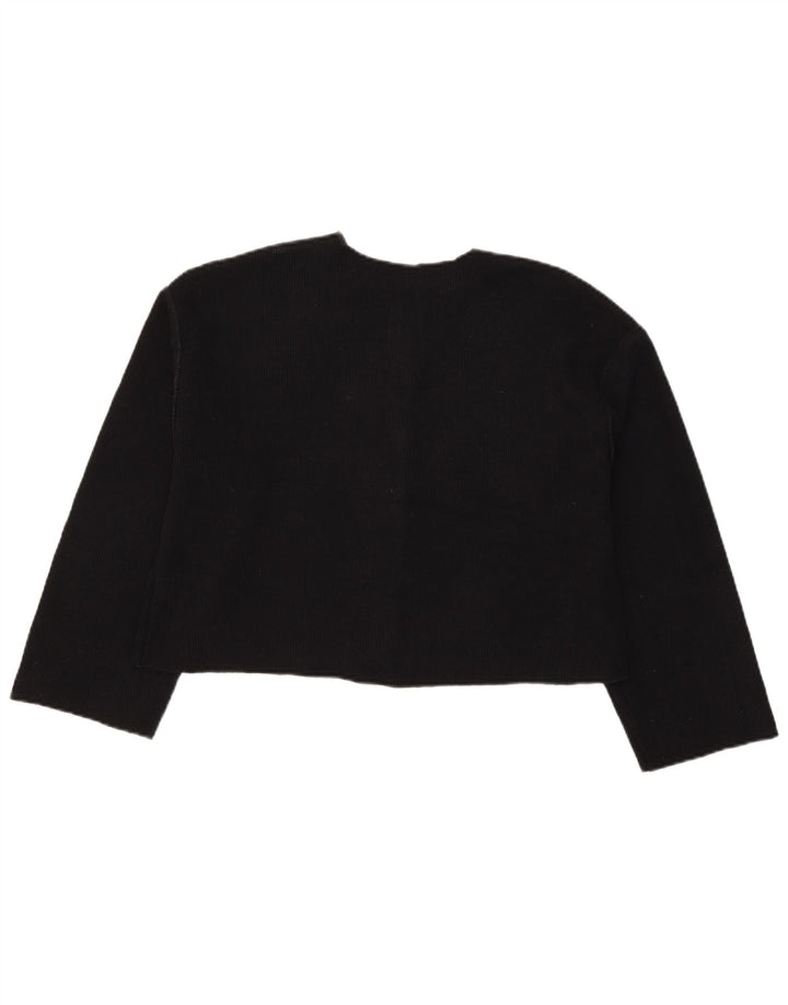 Zara Womens Crop Cardigan Pull UK 12 Moyen Noir Polyester