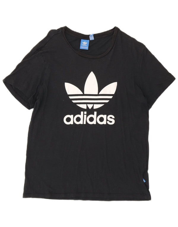 Adidas Womens Oversized Graphic T-Shirt Top UK 10 Small Black Cotton