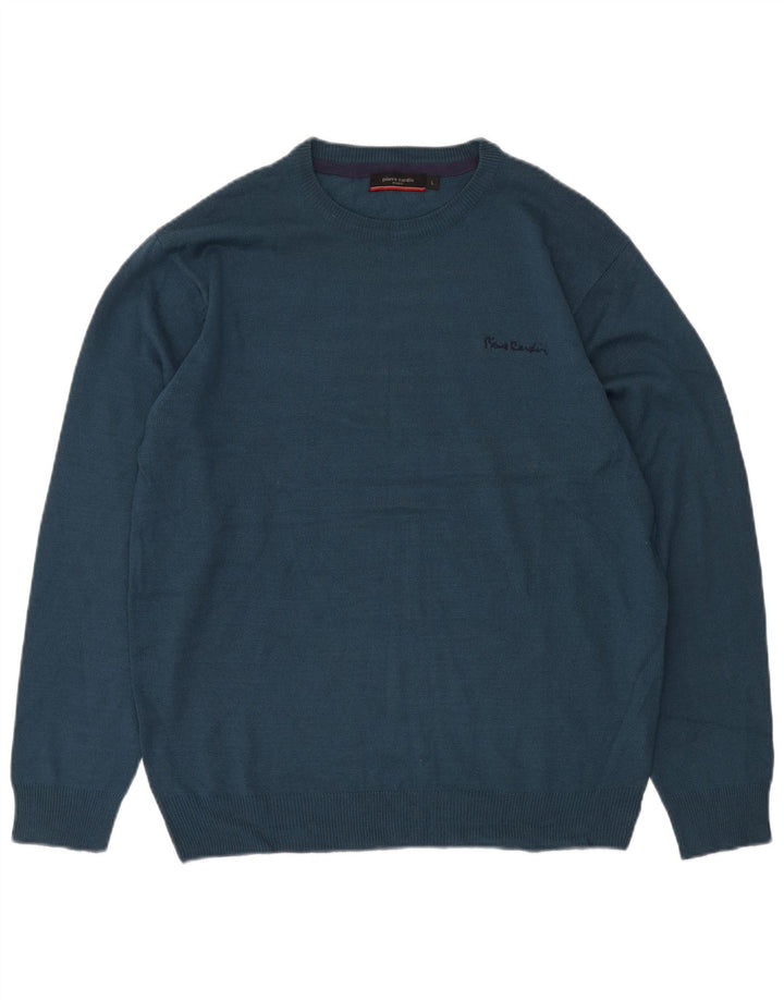 Pierre Cardin Pull ras du cou pour homme, grand, bleu marine, acrylique