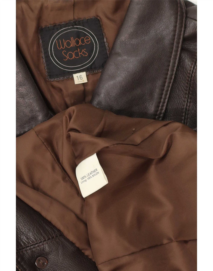 Wallace Sacks Veste en cuir pour femme UK 16 Large Marron