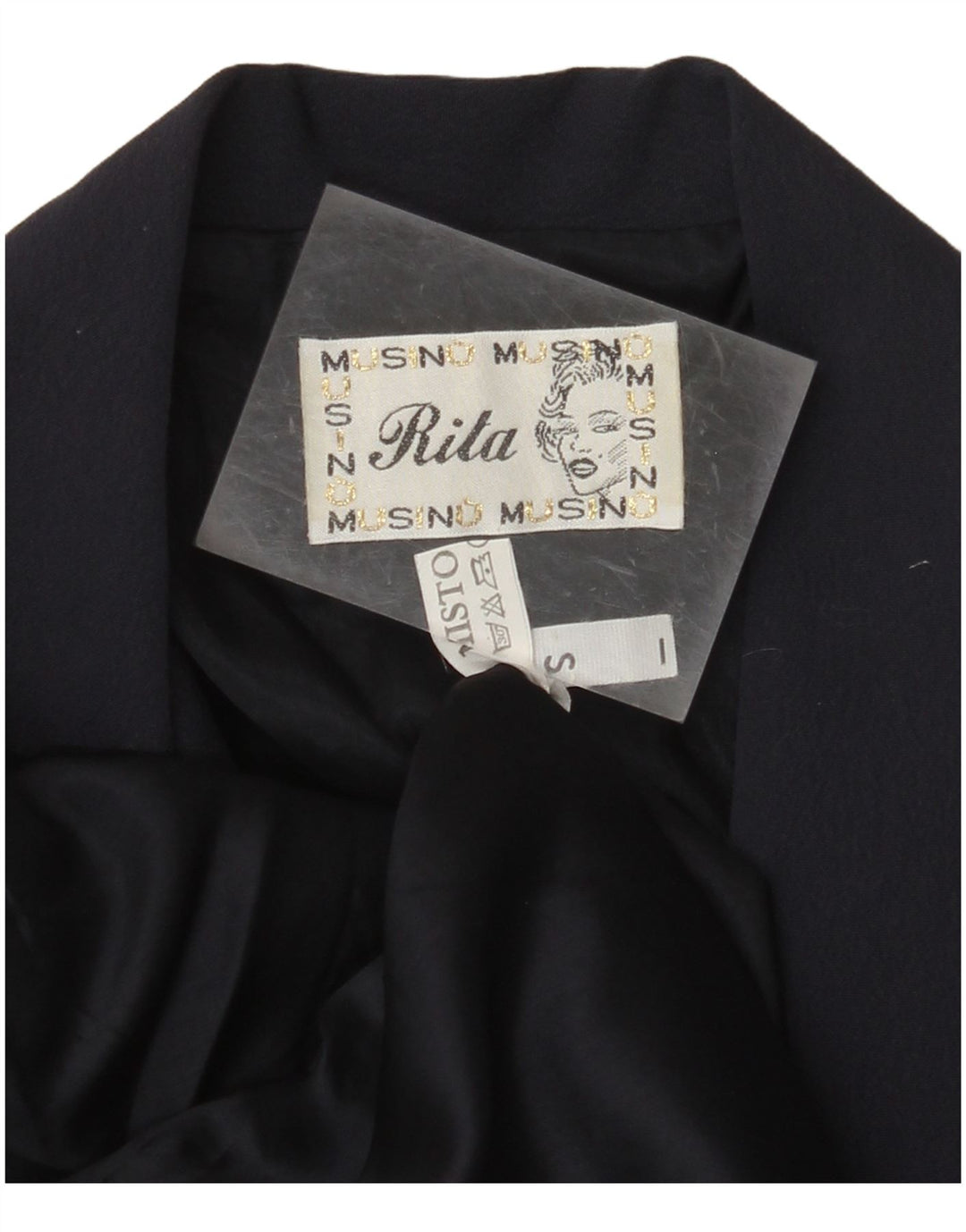 VINTAGE Femme Longline Blazer Veste UK 10 Petit Bleu Marine