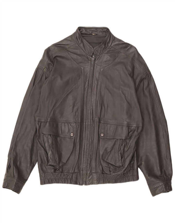 veste en cuir homme vintage IT 54 2XL Gris