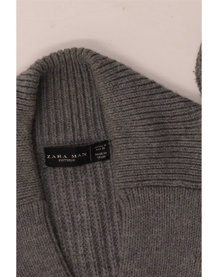 Pull Cardigan Zara Homme Gris Moyen