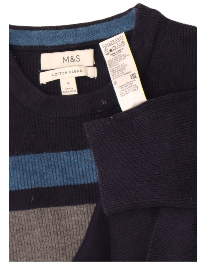 Marks & Spencer Pull à col rond pour homme Bleu marine moyen Colourblock