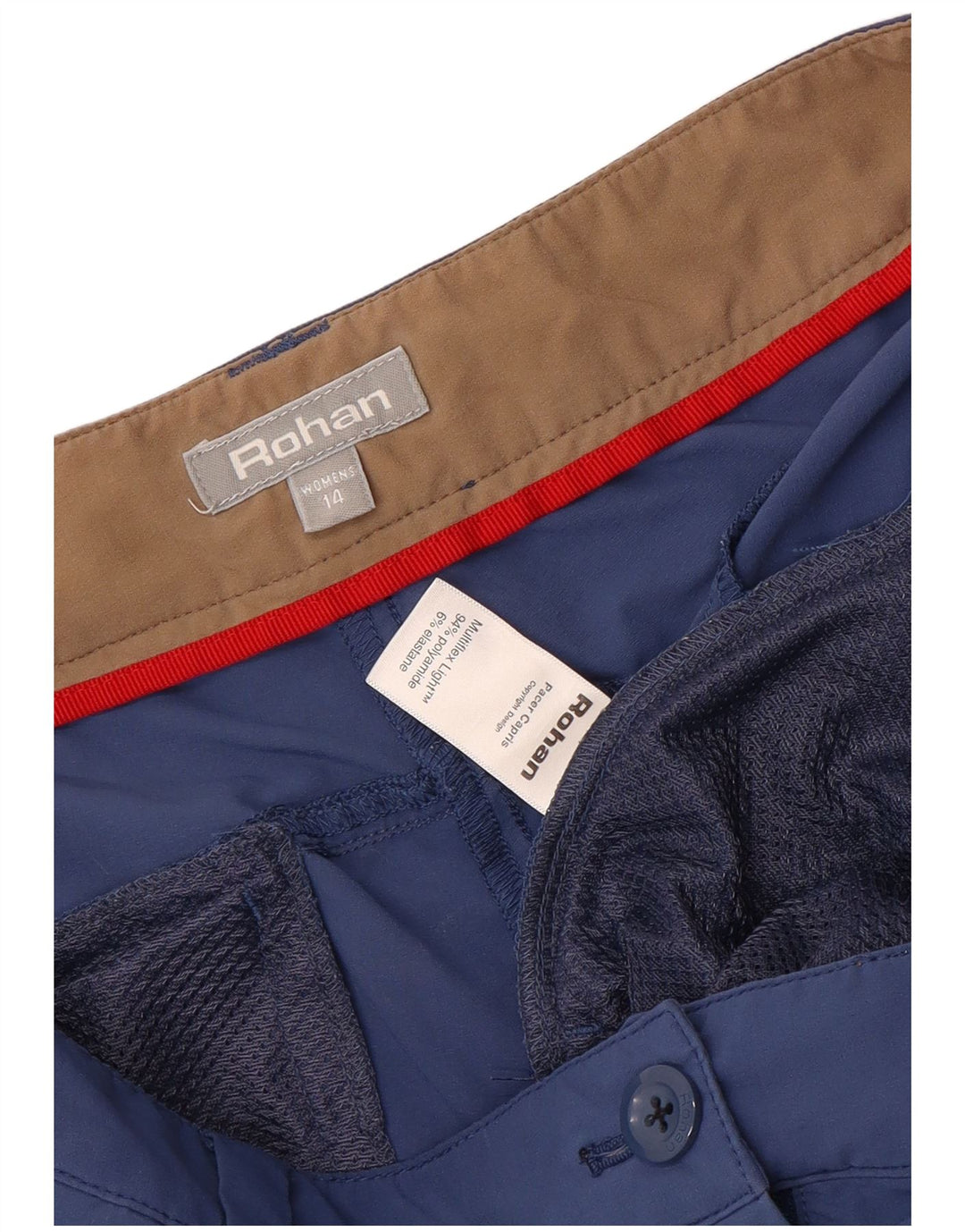 Rohan Pantalon cargo cargo pour femme UK 14 Large W36 L22 Bleu Polyamide