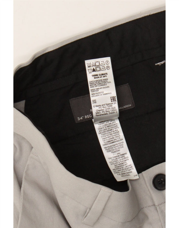 Marks & Spencer Pantalon Chino Coupe Regular Homme W34 L31 Gris Polyester