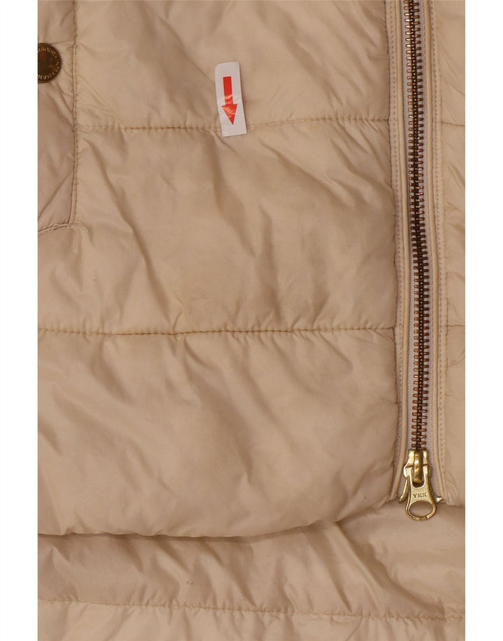 Barbour Manteau rembourré à capuche pour femme UK 10 Small Beige Polyamide