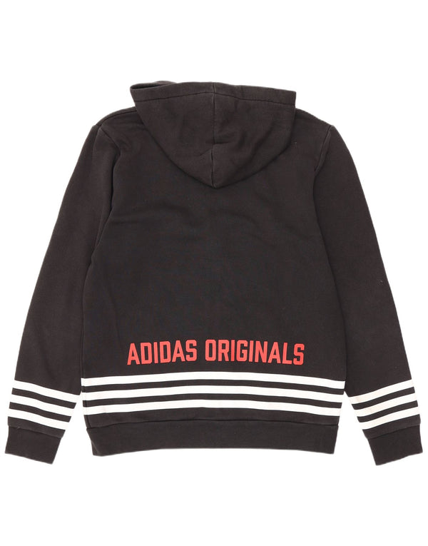 Adidas Pull à capuche zippé graphique pour homme en coton noir moyen
