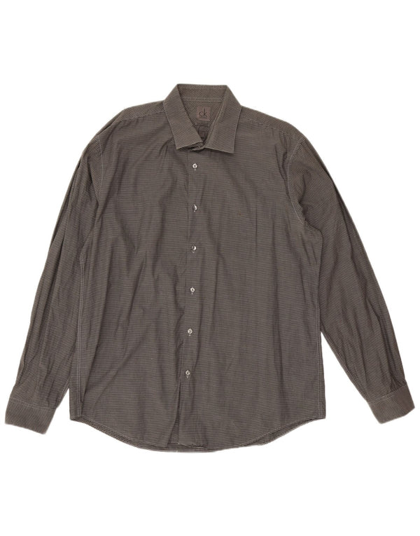 Calvin Klein Chemise slim fit pour homme Taille 44 17 1/2 XL Gris Vichy Coton