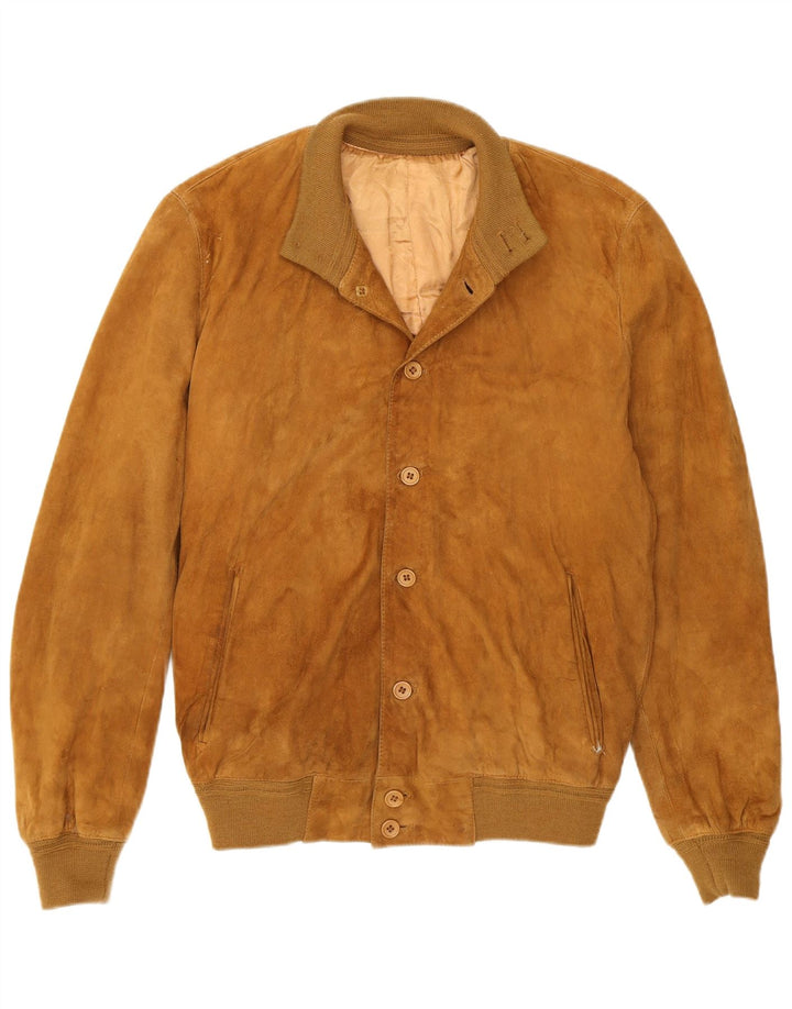 Veste Bomber En Daim Vintage Homme IT 50 Cuir Beige Moyen