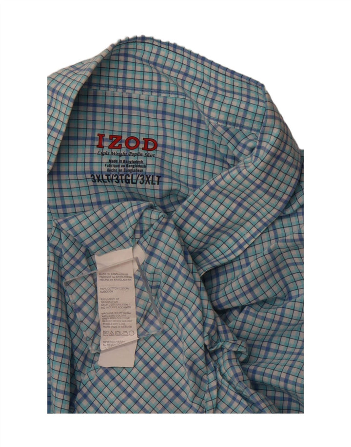 Izod Chemise à manches courtes pour homme 3XL en coton à carreaux bleu