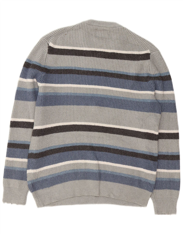 Marks & Spencer Pull col rond homme grand gris rayé polyamide
