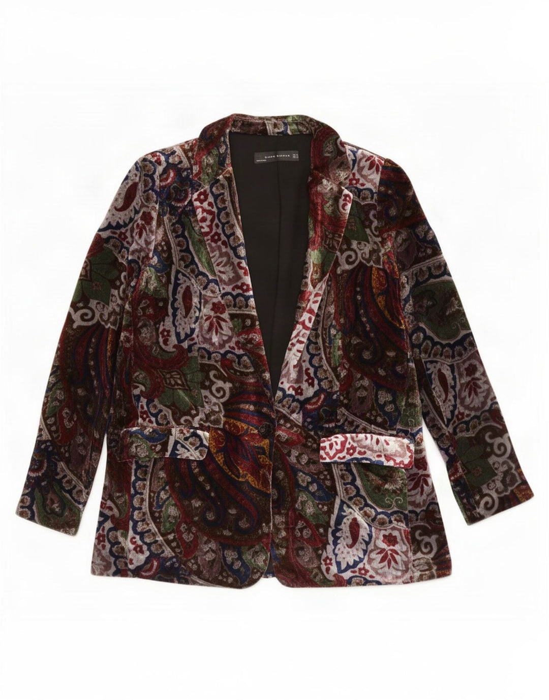 Zara Womens 1 Button Blazer Jacket UK14 Moyen Multicolore Paisley