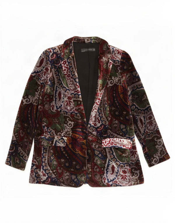 Zara Womens 1 Button Blazer Jacket UK14 Moyen Multicolore Paisley