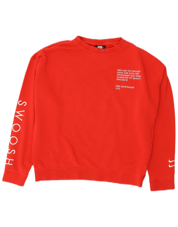 Nike Girls Swoosh Graphic Standard Fit Sweatshirt Jumper 13-14 ans XL Rouge