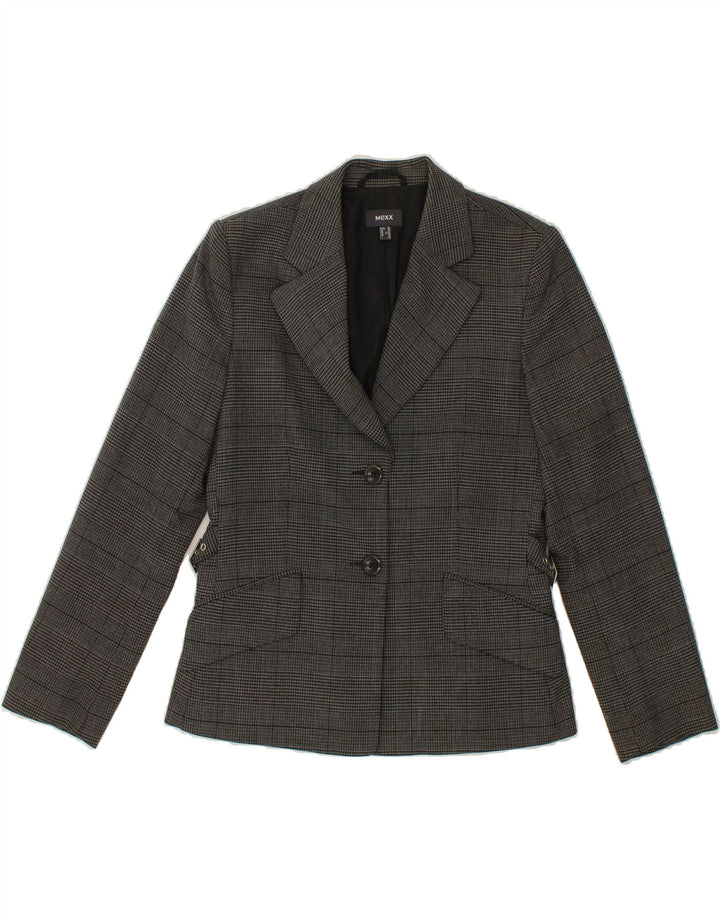 MEXX Womens 2 Button Blazer Jacket UK 10 Small Grey Check Polyester Vintage Mexx and Second-Hand Mexx from Messina Hembry 