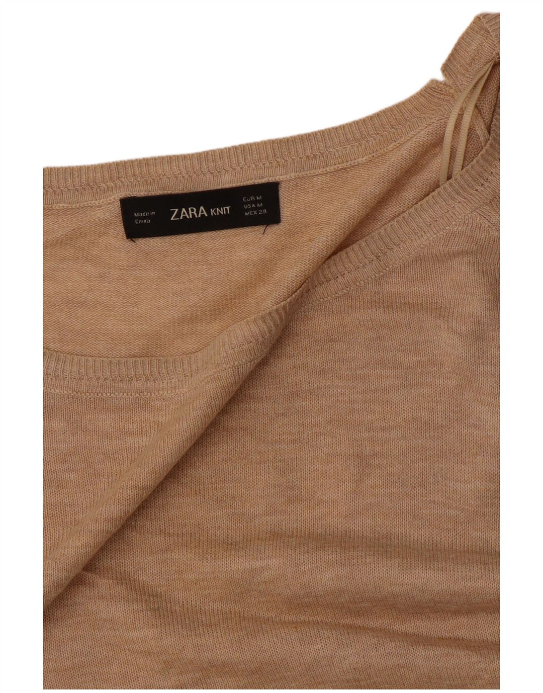 Zara Pull surdimensionné à col bateau pour femme UK 14 Beige moyen