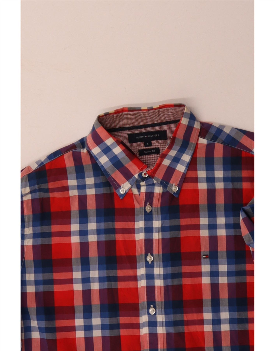 TOMMY HILFIGER Chemise sur mesure pour homme en coton à grands carreaux multicolores