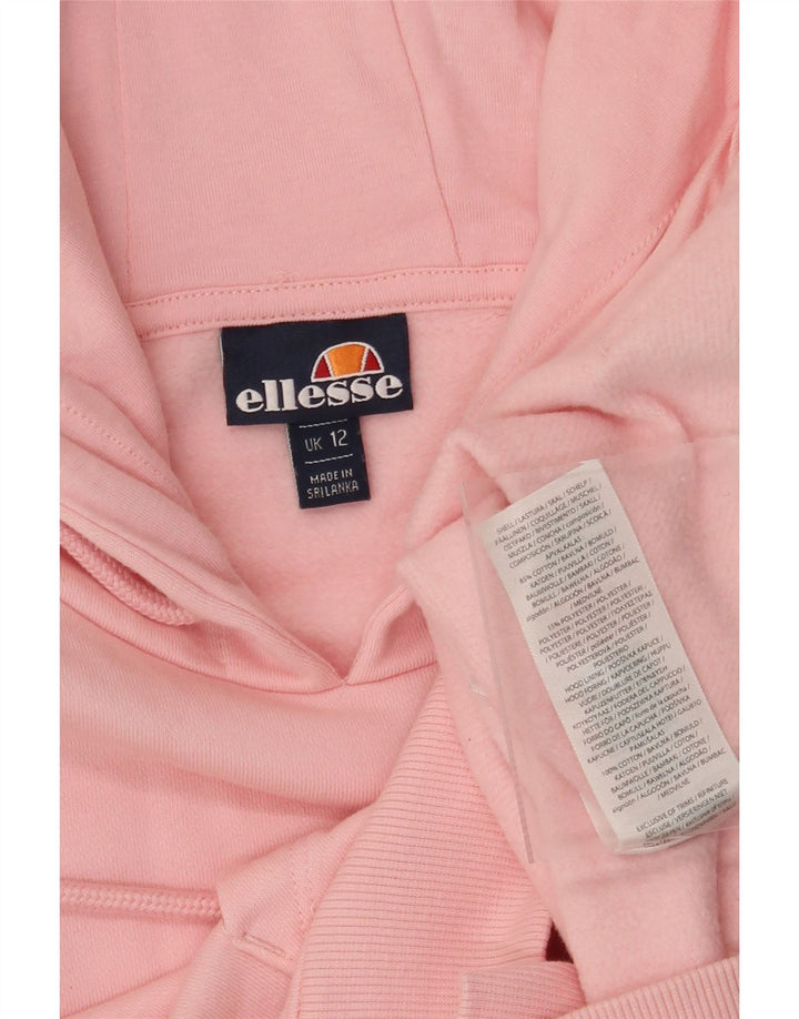 ELLESSE Pull à capuche pour femme UK 12 en coton rose moyen