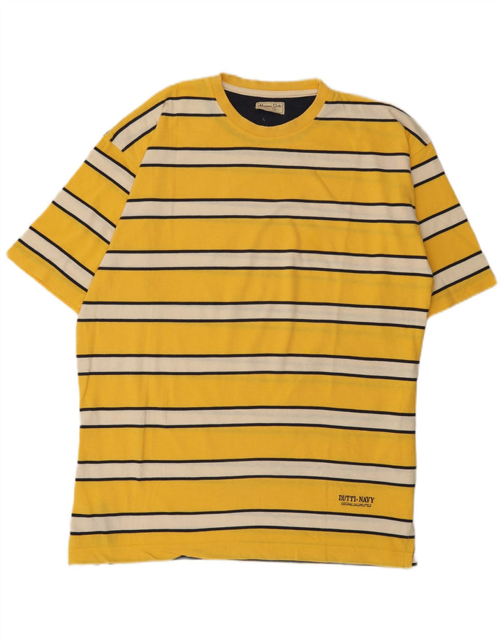 Massimo Dutti T-Shirt Homme Top XL Jaune Rayé