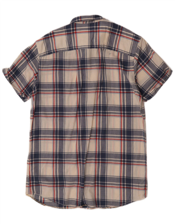 Jack & Jones Chemise à manches courtes pour homme en coton à carreaux bleus