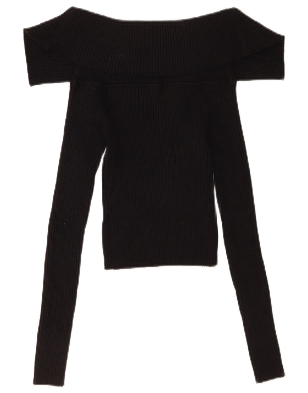 Zara Womens Crop Top Manches Longues UK 8 Petit Noir