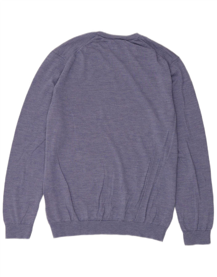 Marks & Spencer Pull col rond pour homme XL en laine mérinos bleue