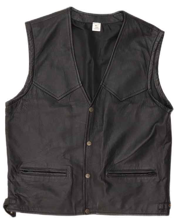 Gilet en cuir homme vintage UK 42 XL Cuir noir