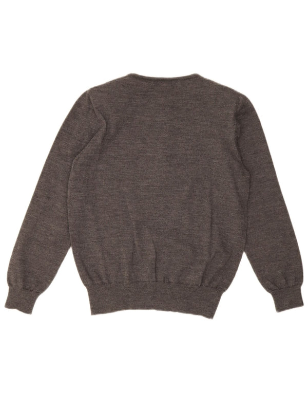 Luisa Spagnoli Womens Button Neck Jumper Sweater UK 14 Medium Grey Floral