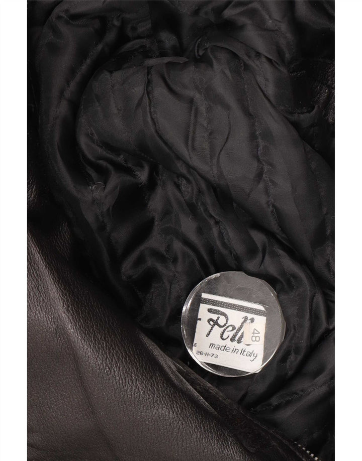 manteau en cuir homme vintage IT 48 cuir noir moyen