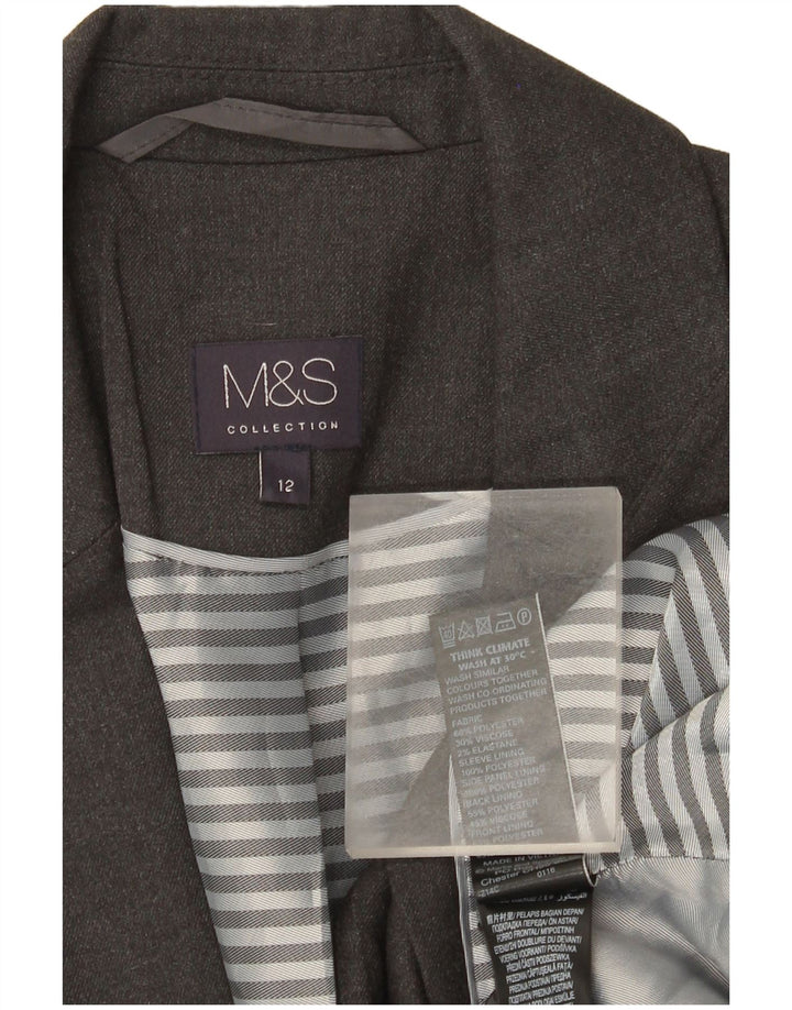 Marks & Spencer Veste blazer à 1 bouton pour femme UK 12 Gris moyen Polyester