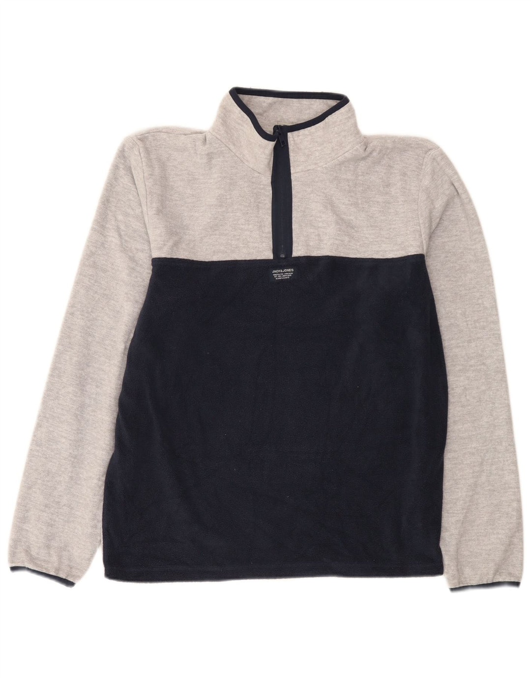 Jack & Jones Pull Polaire à Col Zippé Homme Gris Moyen Polyester Colorblock