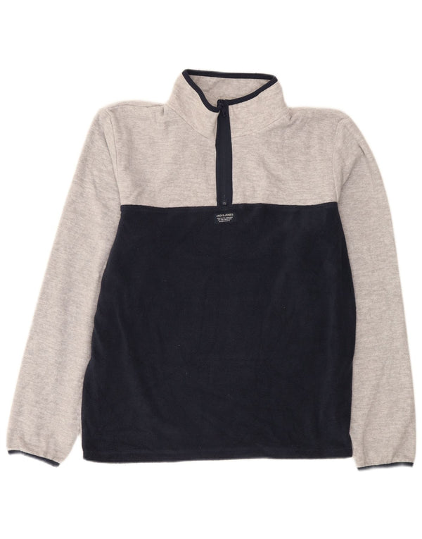 Jack & Jones Pull Polaire à Col Zippé Homme Gris Moyen Polyester Colorblock