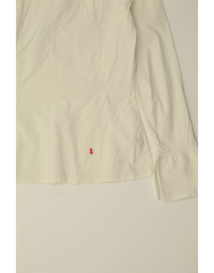 BENETTON Chemise Chemisier Femme UK 12 Coton Blanc Moyen
