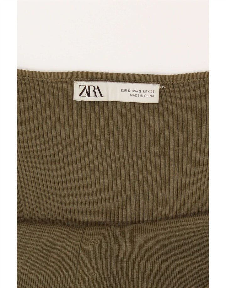 Zara Haut court à manches longues pour femme UK 8 Petit Vert