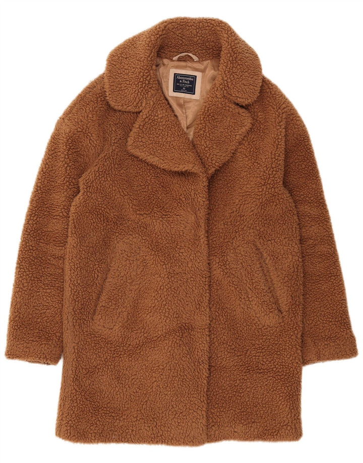 Abercrombie & Fitch Manteau surdimensionné Teddy pour femme UK 6 XS Marron Polyester